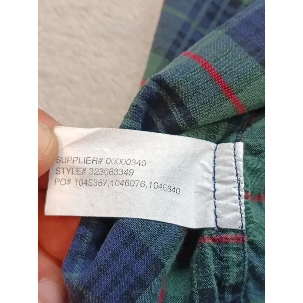 Ralph Lauren Boys Button Down Shirt Size M (12/14) Green Blue Red Plaid Cotton